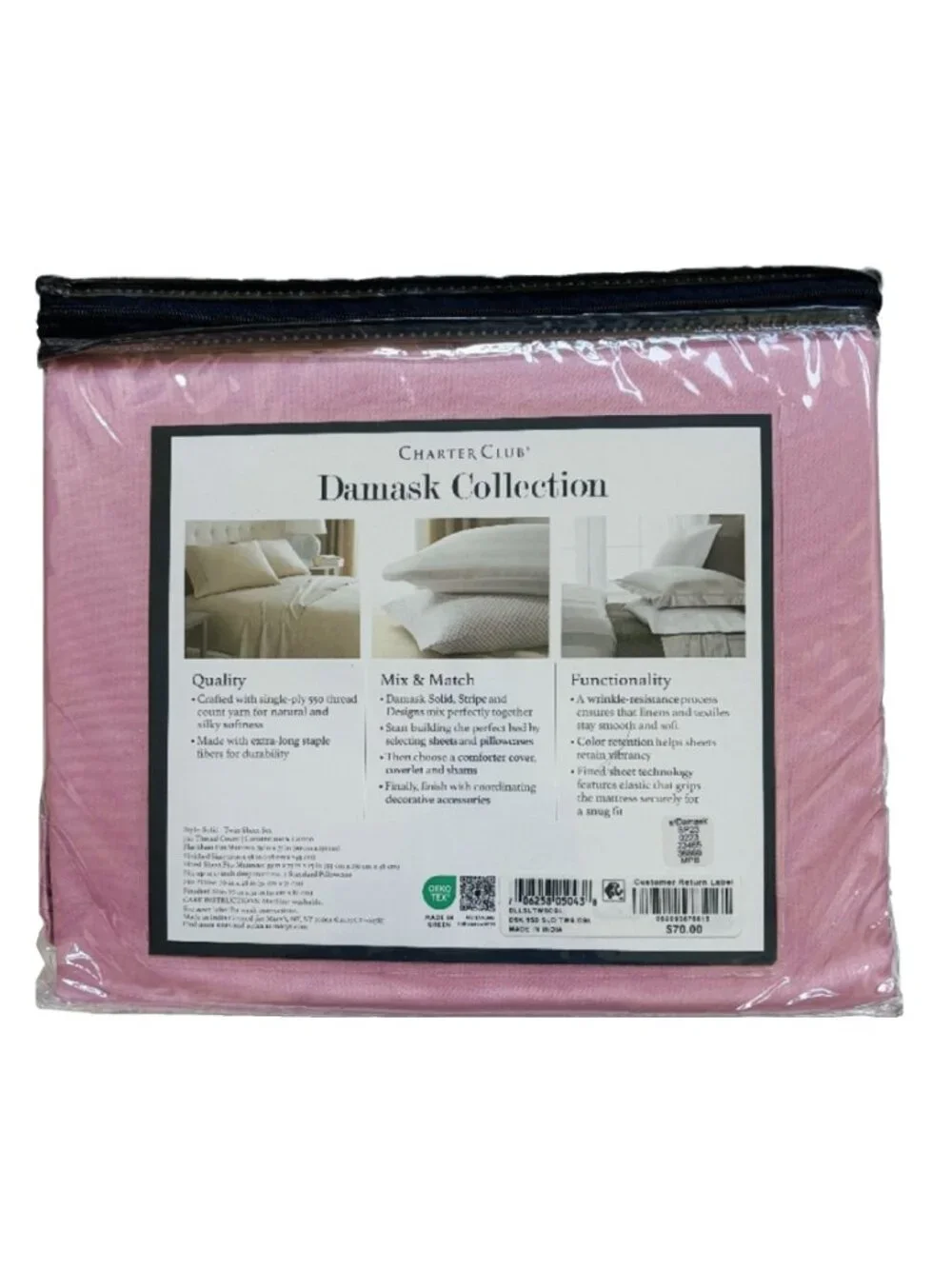 new Charter Club 550 Thread Count Cotton TWIN Sheet Set in CHERRY BLOSSOM PINK